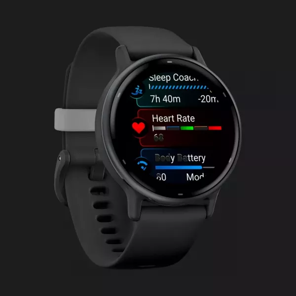Garmin Vivoactive 5 Slate Aluminum Bezel with Black Case and Silicone Band