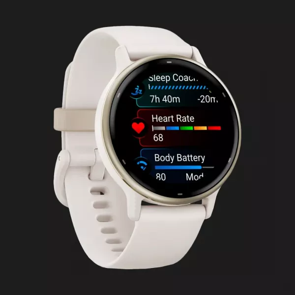 Garmin Vivoactive 5 Cream Gold Aluminum Bezel with Ivory Case and Silicone Band