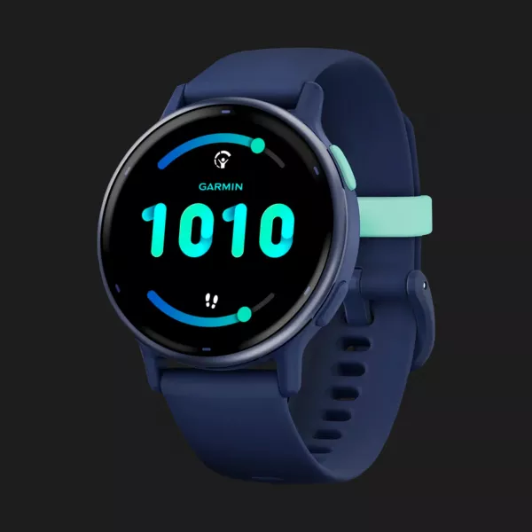 Garmin Vivoactive 5 Metallic Navy Aluminum Bezel with Navy Case and Silicone Band