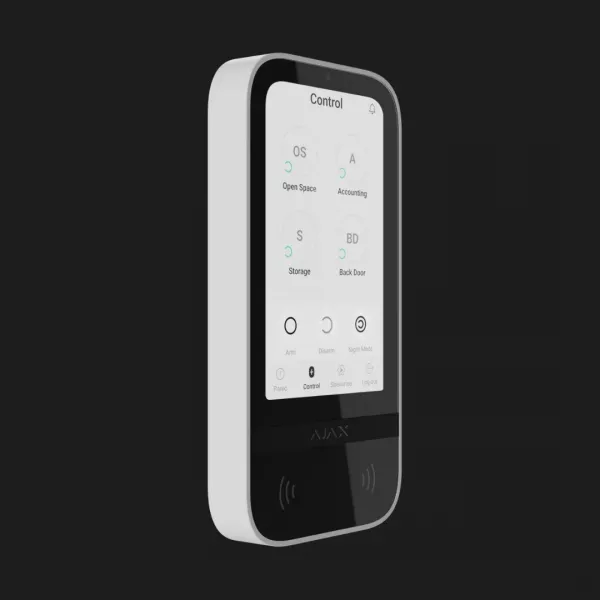 Клавіатура Ajax KeyPad TouchScreen з сенсорним дисплеєм (White)