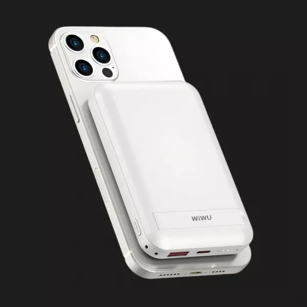 Портативний акумулятор Power Bank Wiwu Snap Cube 10000mAh MagSafe Wireless + Stand (White)