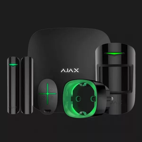 Комплект Ajax StarterKit Black + Розумна розетка Ajax Socket (Black)