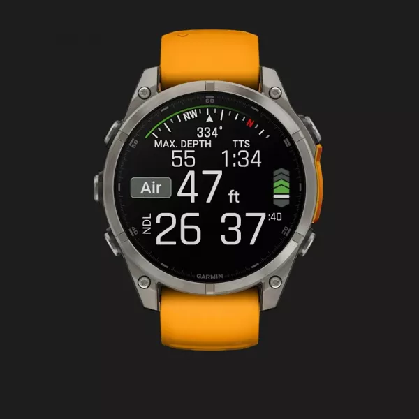 Garmin Fenix 8 47mm AMOLED Sapphire Titanium with Spark Orange/Graphite Silicone Band