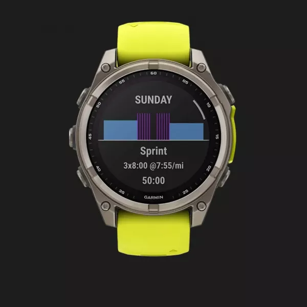 Garmin Fenix 8 47mm Solar Sapphire Titanium with Amp Yellow/Graphite Silicone Band