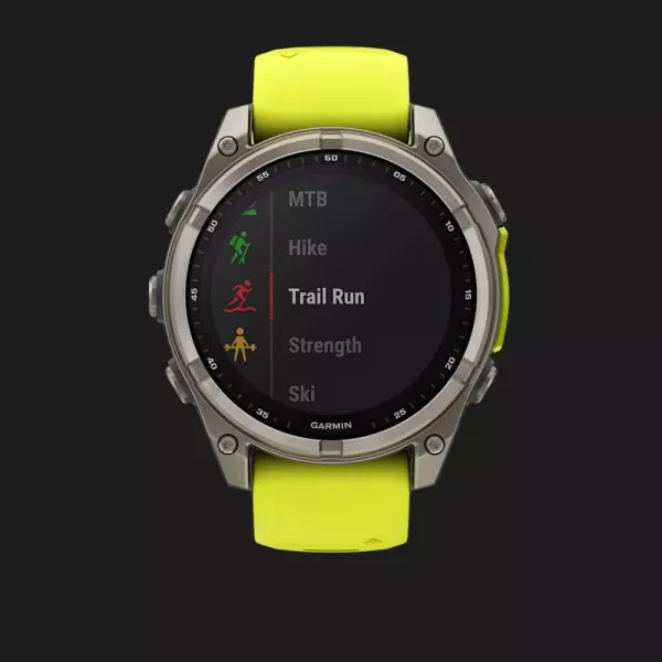 Garmin Fenix 8 47mm Solar Sapphire Titanium with Amp Yellow/Graphite Silicone Band