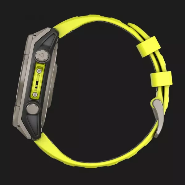 Garmin Fenix 8 47mm Solar Sapphire Titanium with Amp Yellow/Graphite Silicone Band