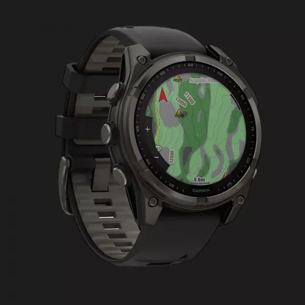 Garmin Fenix 8 47mm Solar Sapphire Carbon Gray DLC Titanium with Black/Pebble Gray Silicone Band