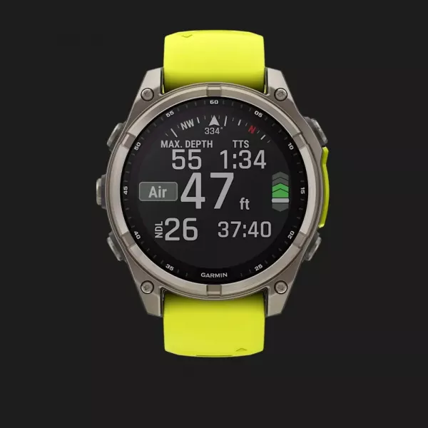 Garmin Fenix 8 51mm Solar Sapphire Titanium with Amp Yellow/Graphite Silicone Band