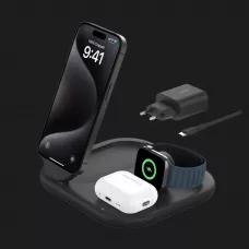 Безпровідна зарядка Belkin 3в1 Magnetic Foldable iPhone/Watch/AirPods, Qi2 15Вт (Black)