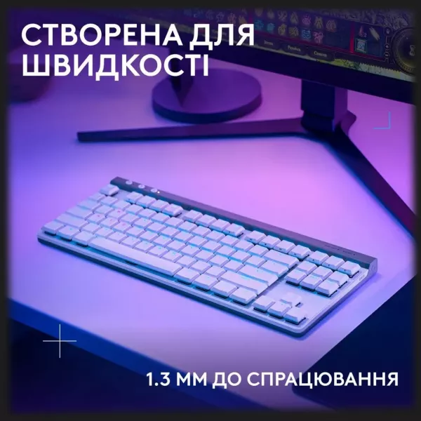 Клавiатура ігрова Logitech G515 Lightspeed TKL (White) (UA)