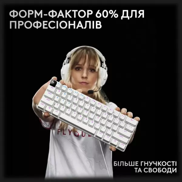Клавіатура ігрова Logitech G PRO X 60 TKL GX Optical Tactile (White) (UA)