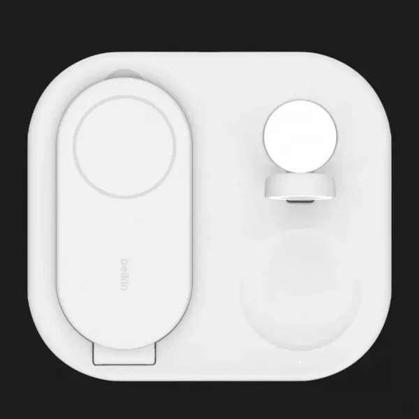 Безпровідна зарядка Belkin 3в1 Magnetic Foldable iPhone/Watch/AirPods, Qi2 15Вт (White)