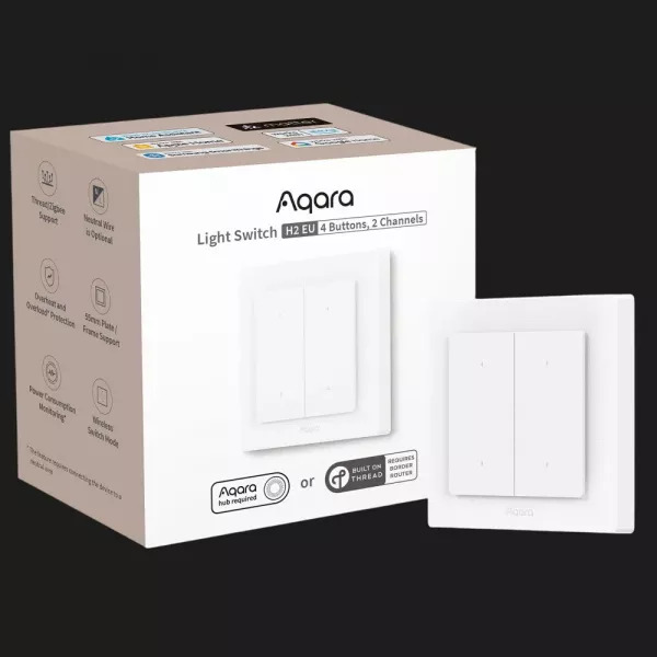 Вимикач Aqara WS-K08D (два канали, чотири клавіші) (White)