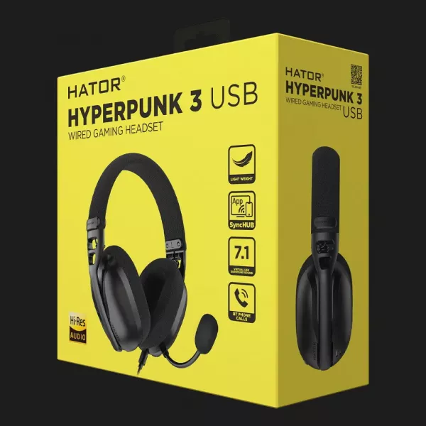Ігрова гарнітура Hator Hyperpunk 3 Hi-Res (Black) (ESH10) (UA)