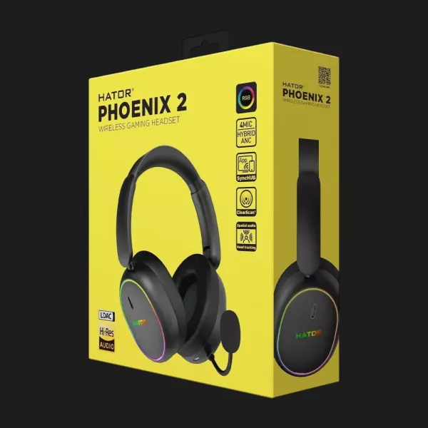 Ігрова гарнітура Hator Phoenix 2 Hi-Res wireless (Black) (ESH40)