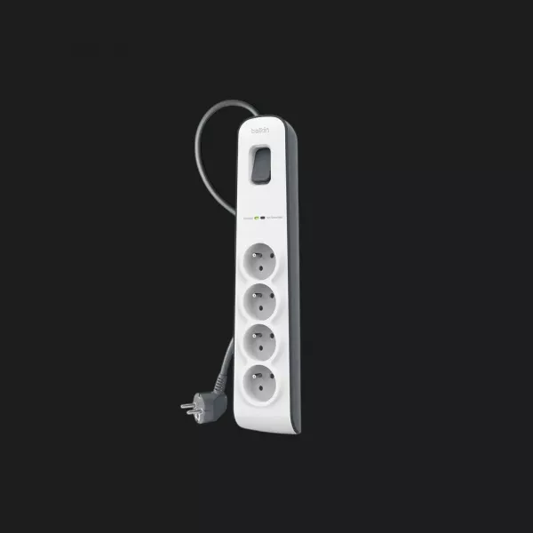 Мережевий фільтр Belkin 4хТип F, 3x1.5мм кв, 16А з захистом від перенапруги, 2м (White)