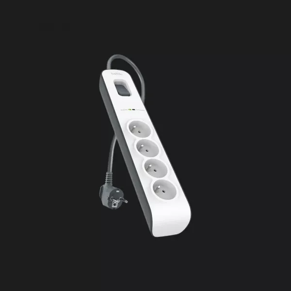 Мережевий фільтр Belkin 4хТип F, 3x1.5мм кв, 16А з захистом від перенапруги, 2м (White)