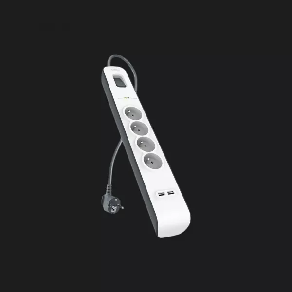 Мережевий фільтр Belkin 4хТип F, 3x1.5мм кв, 16А, 2xUSB-A 2.4A, з захистом від перенапруги,2м (White)