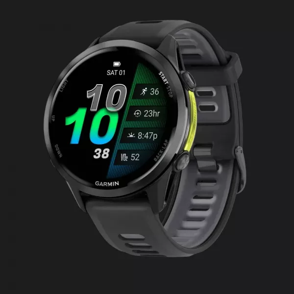 Garmin Forerunner 970 Carbon Gray DLC Titanium with Black Case and Black/Translucent Whitestone Band