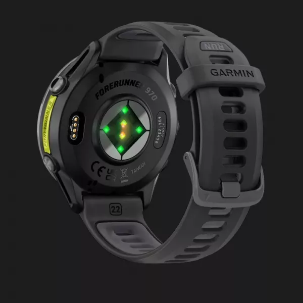 Garmin Forerunner 970 Carbon Gray DLC Titanium with Black Case and Black/Translucent Whitestone Band
