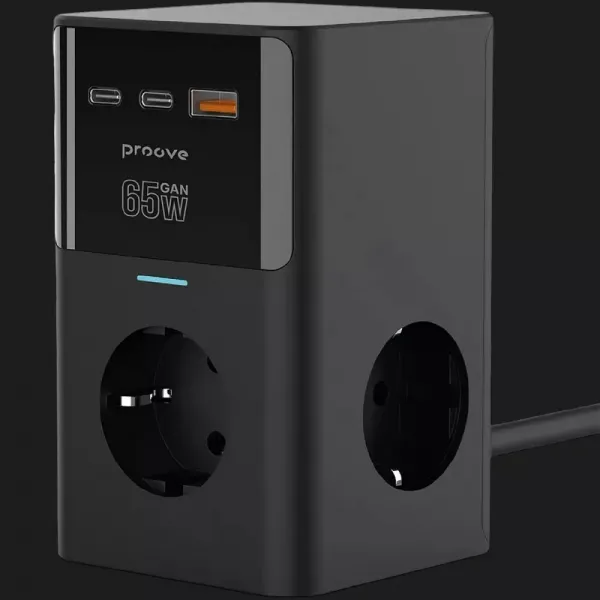 Мережевий фільтр Proove Power Cube 65W (3xAC + 2xType-C + 1xUSB) 1.5m