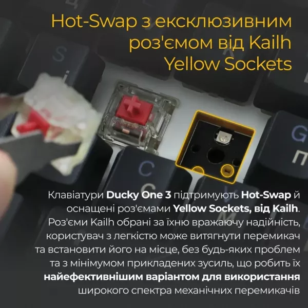 Клавіатура ігрова Ducky One 3 Cherry MX Silent red RGB (Black) (UA)