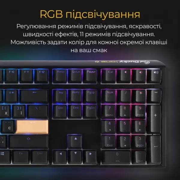 Клавіатура ігрова Ducky One 3 Cherry MX Red RGB (Black) (UA)