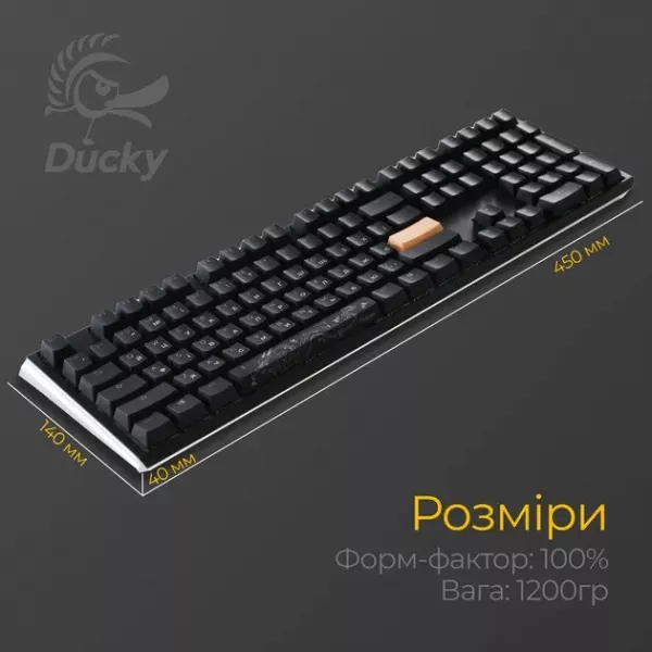 Клавіатура ігрова Ducky One 3 Cherry MX Red RGB (Black) (UA)