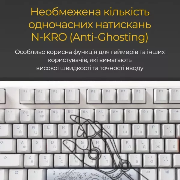 Клавіатура ігрова Ducky One 3 Cherry MX Red RGB (White) (UA)