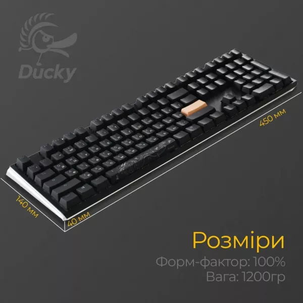 Клавіатура ігрова Ducky One 3 Cherry MX Speed silver RGB (Black) (UA)