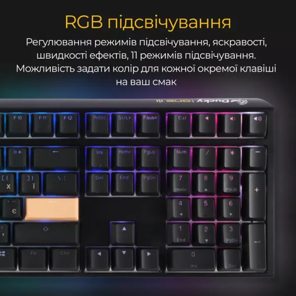 Клавіатура ігрова Ducky One 3 Cherry MX Speed silver RGB (Black) (UA)