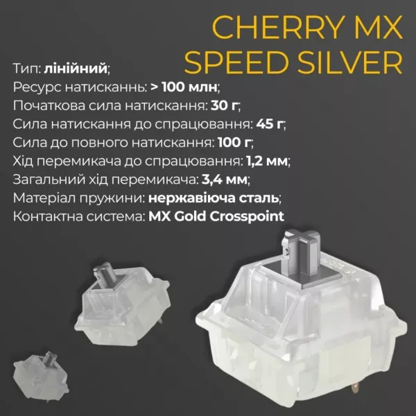 Клавіатура ігрова Ducky One 3 Cherry MX Speed silver RGB (White) (UA)
