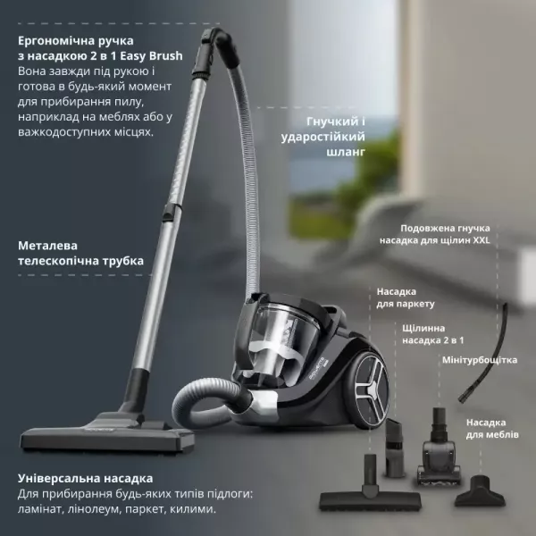 Пилосос безмішковий Rowenta COMPACT POWER XXL RO4B75EA (Black)