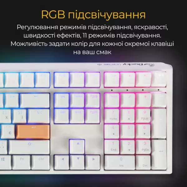 Клавіатура ігрова Ducky One 3 Cherry MX Blue RGB (White) (UA)