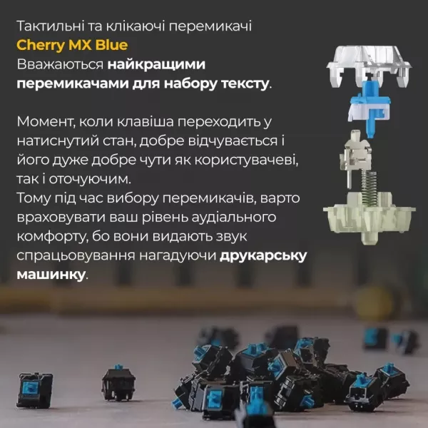 Клавіатура ігрова Ducky One 3 TKL Cherry MX Blue RGB (Black) (UA)