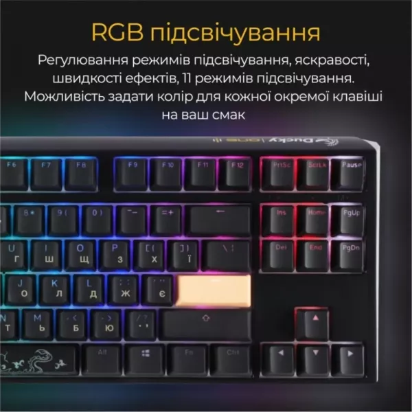 Клавіатура ігрова Ducky One 3 TKL Cherry MX Blue RGB (Black) (UA)
