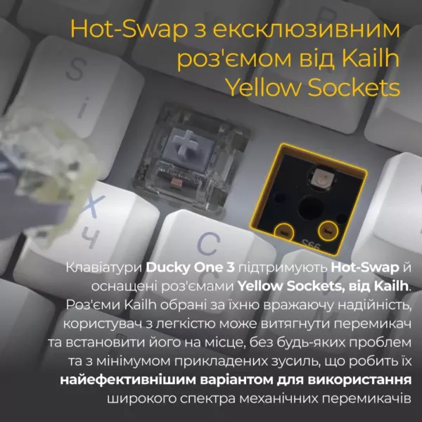 Клавіатура ігрова Ducky One 3 TKL Cherry MX Blue RGB (White) (UA)