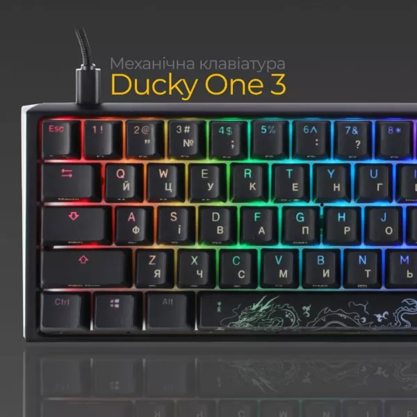 Клавіатура ігрова Ducky One 3 Mini Cherry MX Speed silver RGB (Black) (UA)