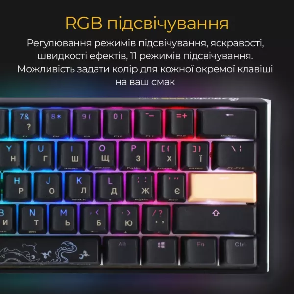 Клавіатура ігрова Ducky One 3 Mini Cherry MX Speed silver RGB (Black) (UA)