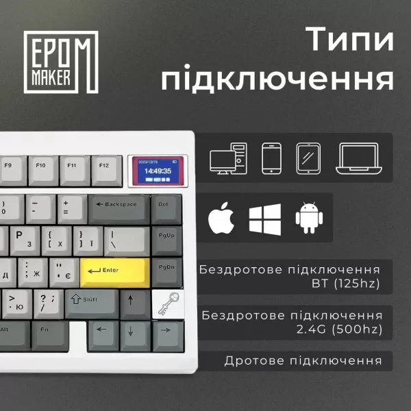 Клавіатура ігрова Epomaker TH80 PRO V2 Wisteria Tactile (White) (UA)