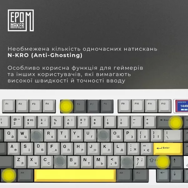 Клавіатура ігрова Epomaker TH80 PRO V2 Wisteria Tactile (White) (UA)