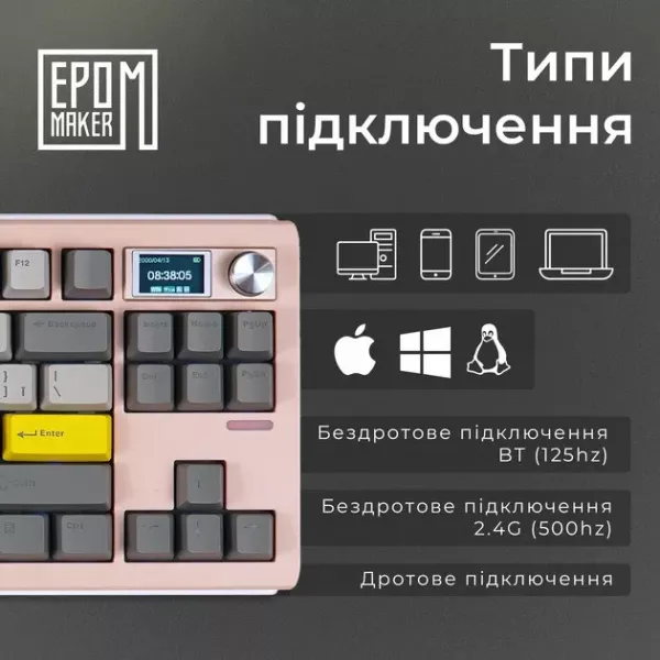 Клавіатура ігрова Epomaker Shadow-S Wisteria (Pink) (UA)