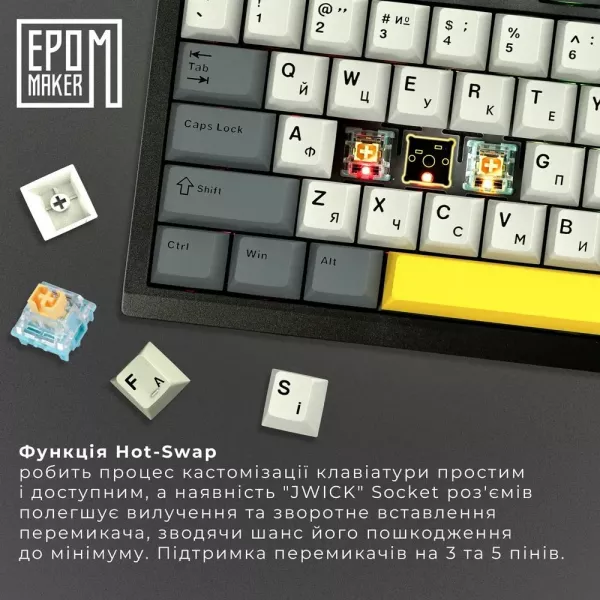 Клавіатура ігрова Epomaker TH80 PRO V2 Sea Salt Silent (Black) (UA)
