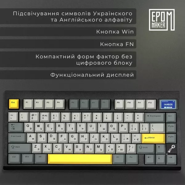 Клавіатура ігрова Epomaker TH80 PRO V2 Sea Salt Silent (Black) (UA)