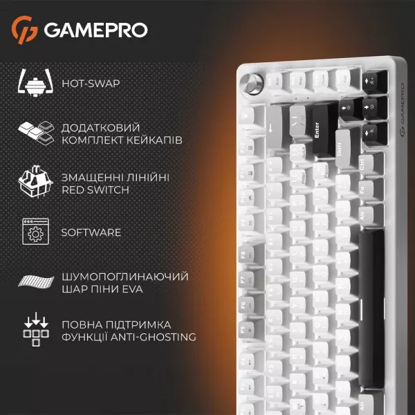 Ігрова клавіатура Gamepro Genesis Silverlight (White) (UA)