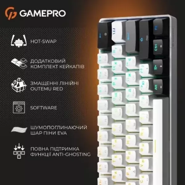 Ігрова клавіатура Gamepro Genesis Infinity (Black/White) (UA)