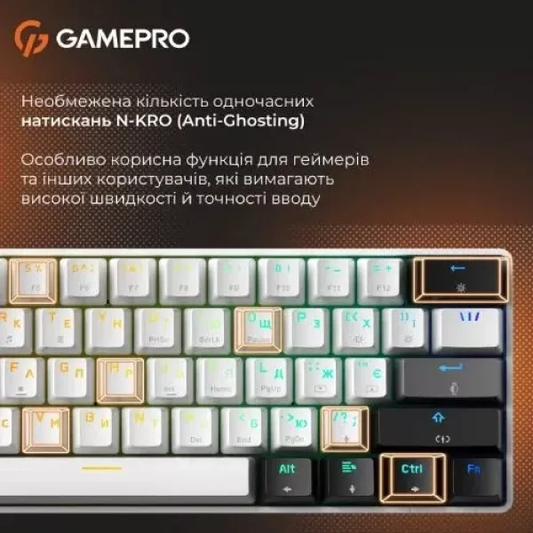 Ігрова клавіатура Gamepro Genesis Infinity (Black/White) (UA)