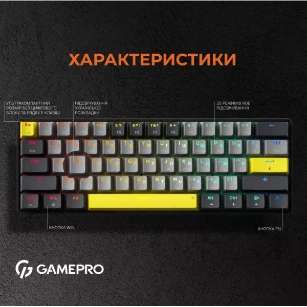 Ігрова клавіатура Gamepro Asgard Fenrir (Black) (MK130G Pro) (UA)