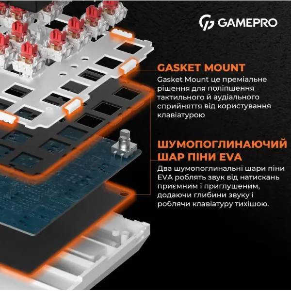 Ігрова клавіатура GamePro MK160B (Red) з Hot-Swap RGB Black (UA)