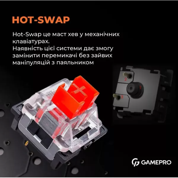 Ігрова клавіатура GamePro MK160W (Red) з Hot-Swap RGB White (UA)